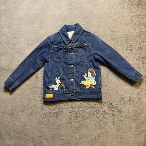 Disney Animators Girl's Snow White Denim Jean Jacket Size 3 Ruffles Appliqué